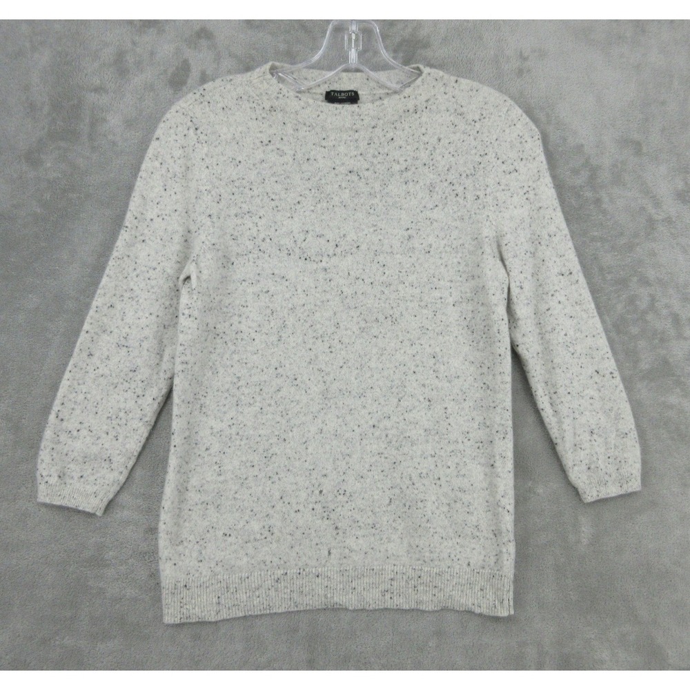 Talbots Sweater Womens Medium Petite Cashmere Speckled Quiet Luxury Pullover